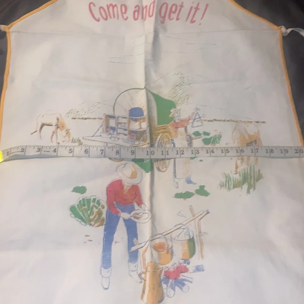 Vintage 1970's Come and Get It! Cowboy chuck wagon apron.